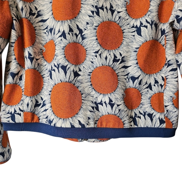 Akris Punto Designer Art To Wear Hello Sunshine Floral Denim Bomber Jacket, Sz 6 - Picture 9 of 13